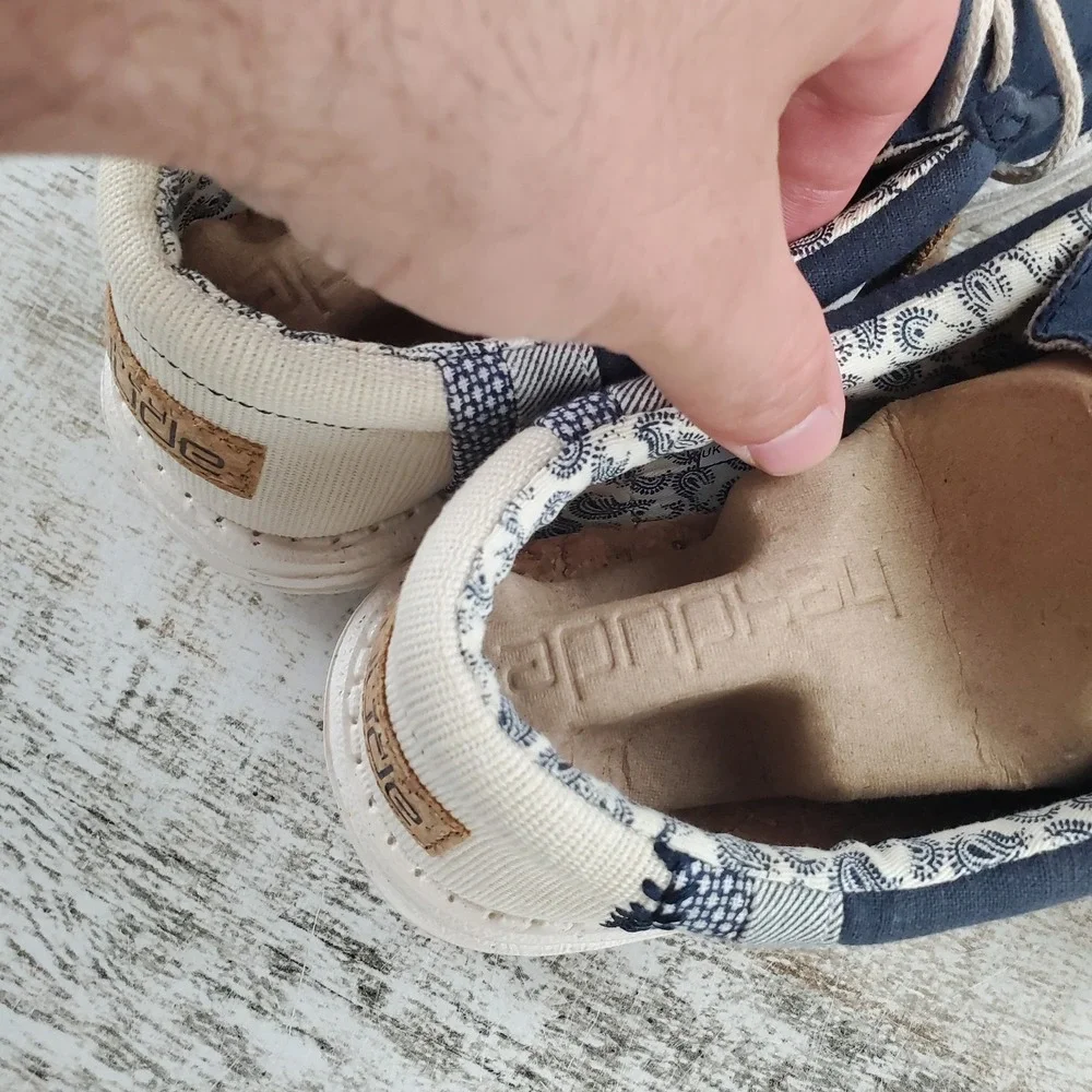 Hey Dude Wally Linen Mens Loafer Shoes Sz 12 Slip On Loafers Navy